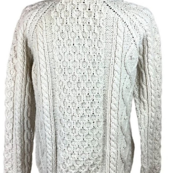 𝅺IRISH WOOL FISHERMAN CABLE CHUNKY KNIT HANDMADE OVERSIZED SWEATER - Picture 5 of 8